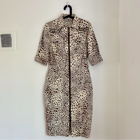 Vintage // leopard zip-up dress - Picture 1 of 8